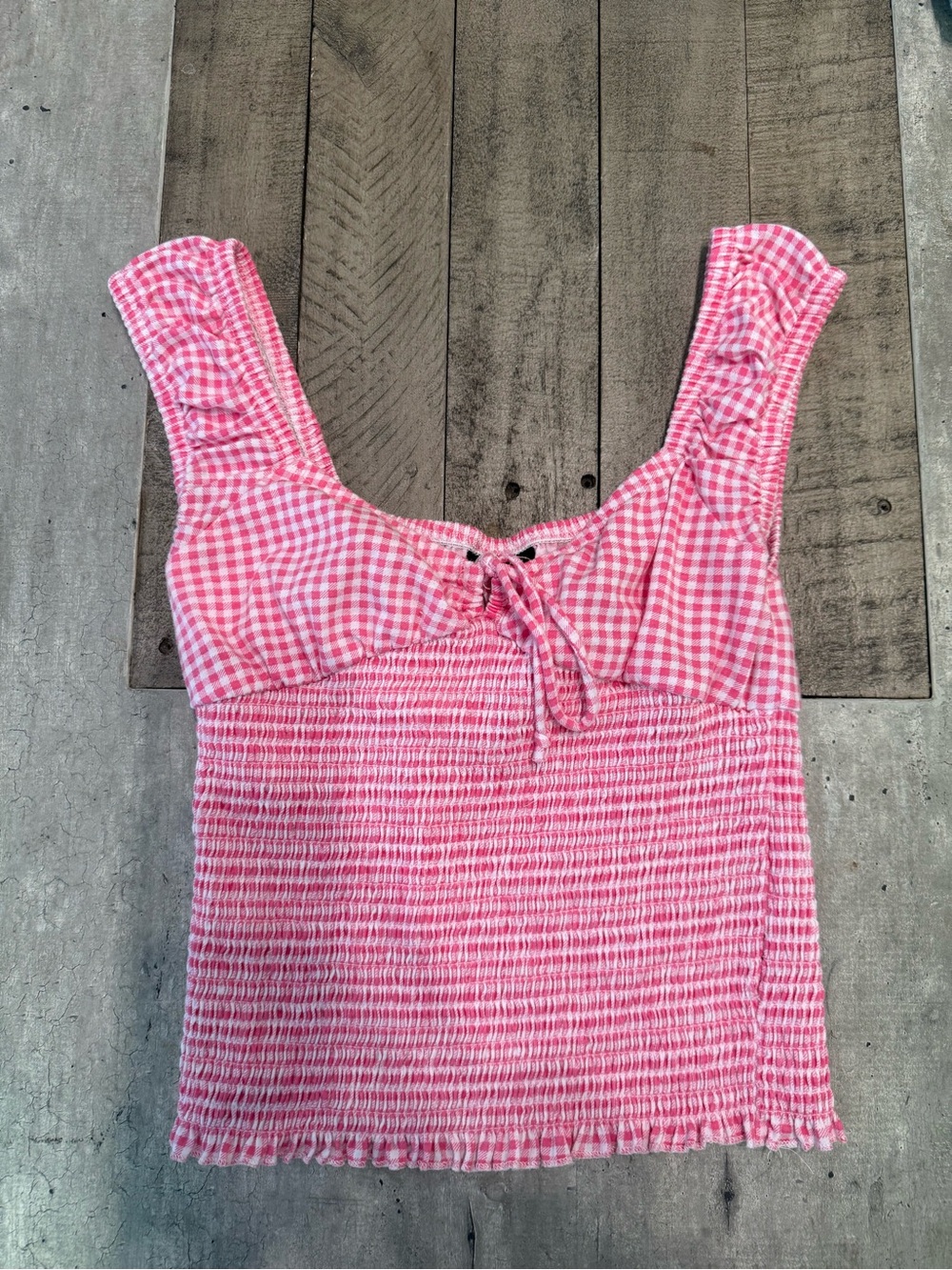 Self Esteem Pink Gingham Smocked Camisole